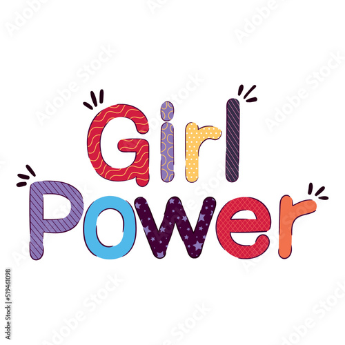girl power lettering colorful