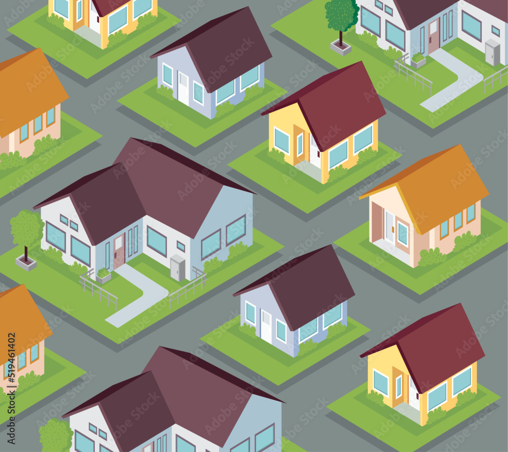neightborhood isometric city scene neightborhood isometric city scene