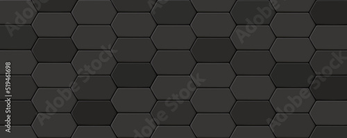 Dark Gray hexagon brick ceramic tiles. Modern seamless pattern, dark grey colored hexagon brick ceramic tiles. 