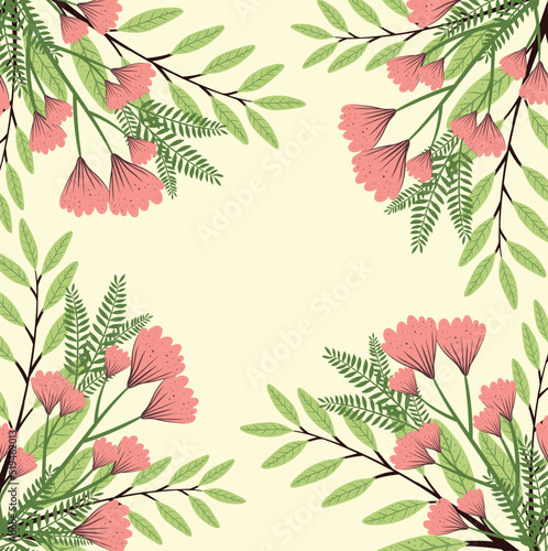 branches with flowers frame