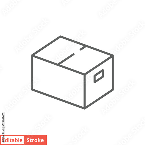 Box icon. Simple outline style. Cardboard, delivery package, parcel concept. Thin line vector illustration design isolated on white background. Editable stroke EPS 10.