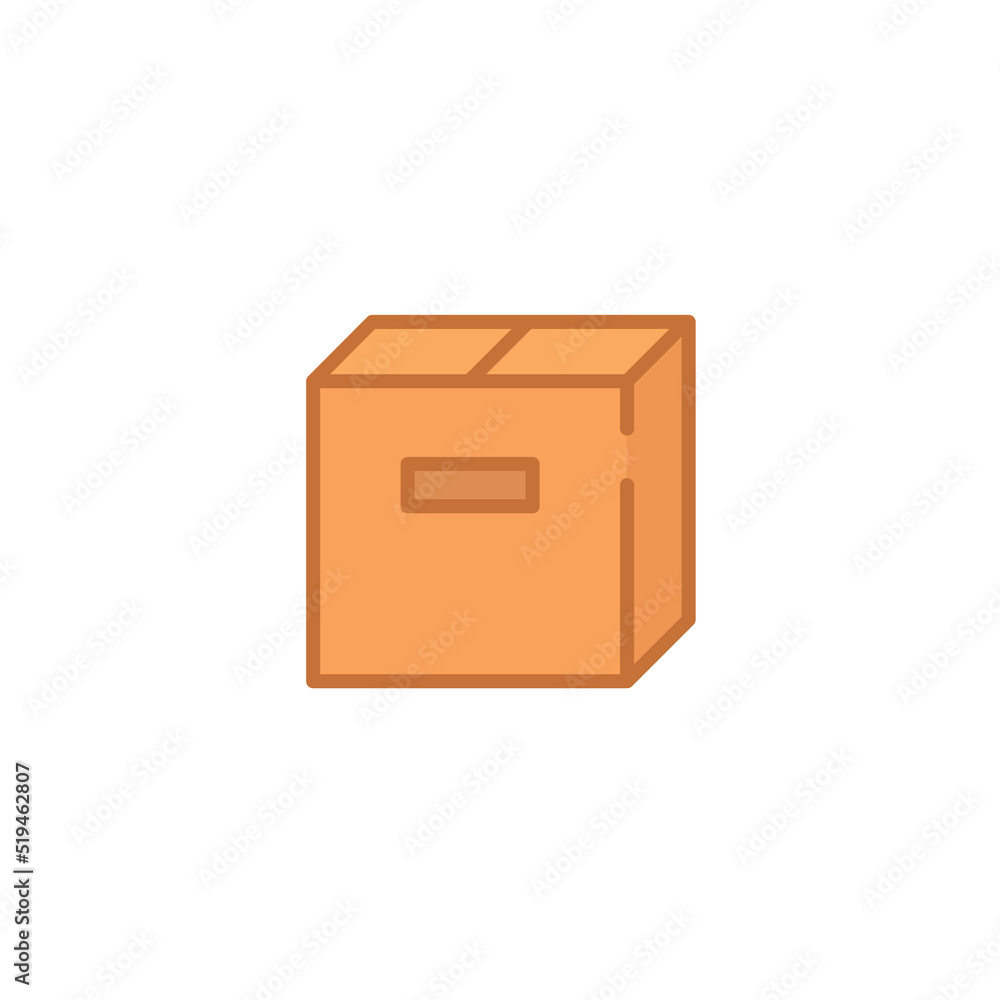 Box icon. Simple flat style. Cardboard, delivery package, parcel concept. Filled outline vector illustration design isolated on white background. EPS 10.