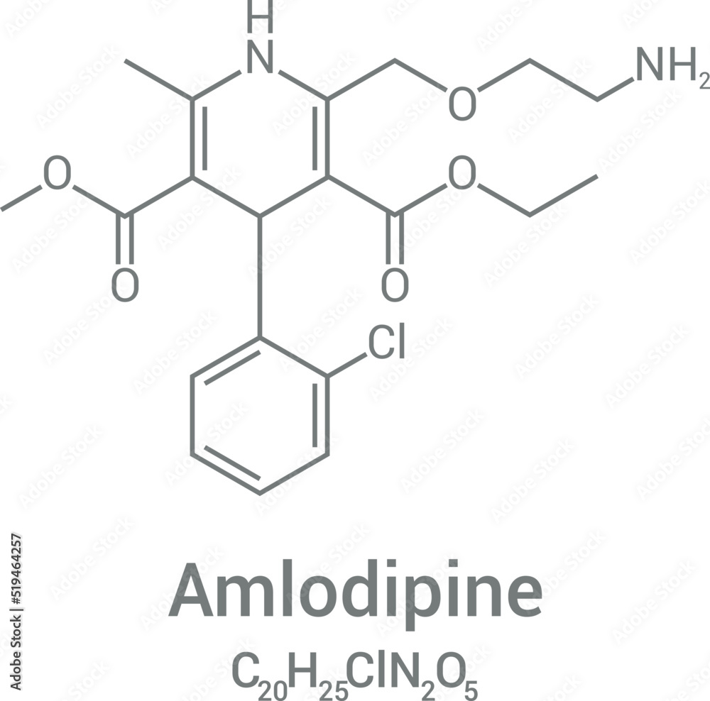 chemical structure of Amlodipine (C20H25ClN2O5) chemical structure of Amlodipine (C20H25ClN2O5)