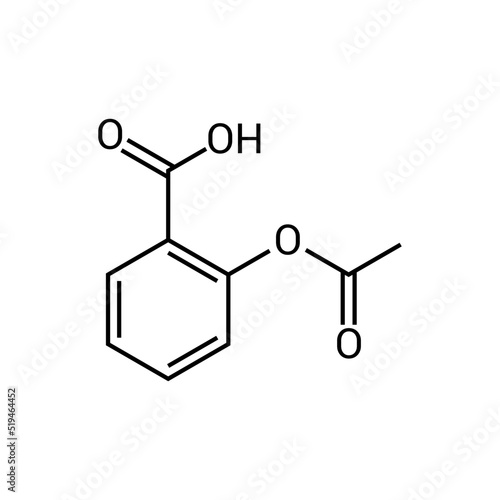 chemical structure of Aspirin (C9H8O4) photo