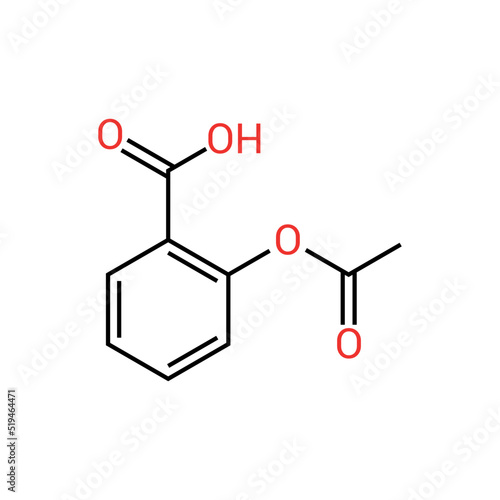 chemical structure of Aspirin (C9H8O4)