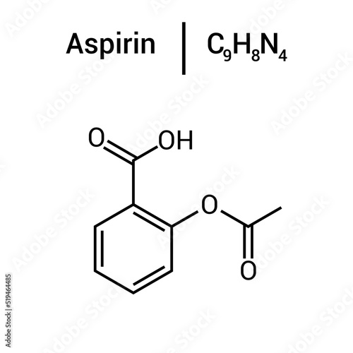 chemical structure of Aspirin (C9H8O4)