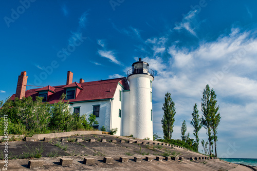 Lighthouse. Point Betsie Lighthouse on Lake Michigan  photo