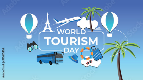 World tourism day banner or poster vector design