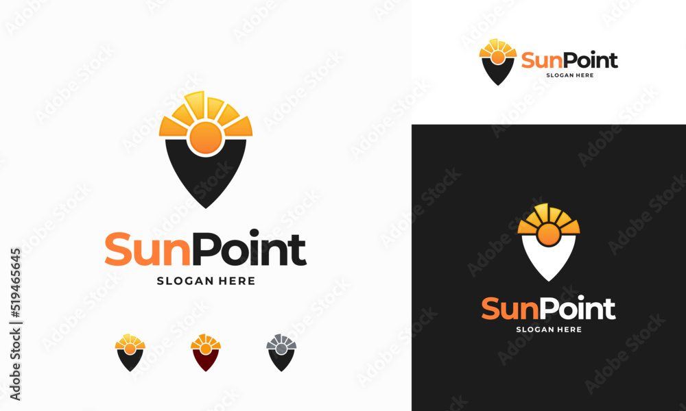 Sun Point logo designs concept vector, Sun Hunter Spot Logo template icon