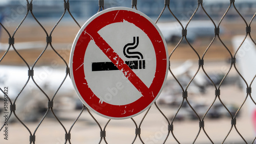 A no smoking sign at the German airport