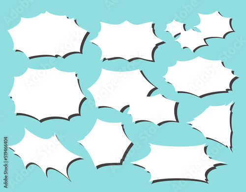 シンプルな手書きの吹き出しセット - 主線なし、叫び、怒鳴る、怒る、悲鳴