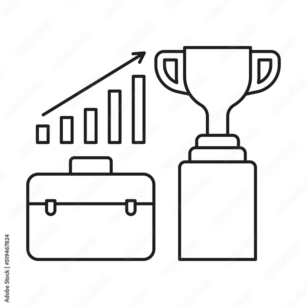 Trophy business concept line icon. Simple element illustration. Trophy business concept outline symbol design from business set. Can be used for web and mobile on white background Trophy business concept line icon. Simple element illustration. Trophy business concept outline symbol design from business set. Can be used for web and mobile on white background