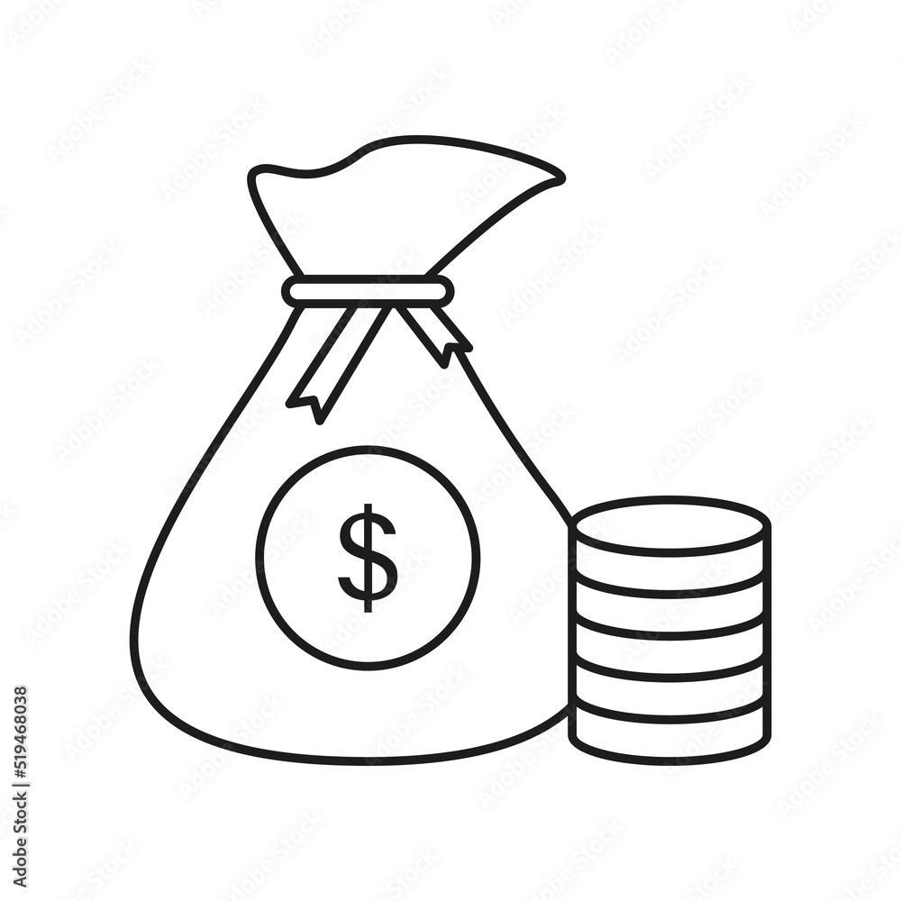 Money, sack concept line icon. Simple element illustration. Money, sack concept outline symbol design from business set. Can be used for web and mobile on white background Money, sack concept line icon. Simple element illustration. Money, sack concept outline symbol design from business set. Can be used for web and mobile on white background