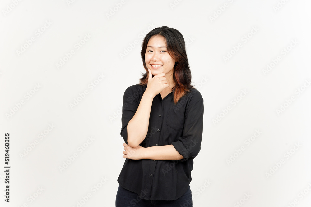 Smiling and looking at camera of Beautiful Asian Woman Isolated On White Background Smiling and looking at camera of Beautiful Asian Woman Isolated On White Background