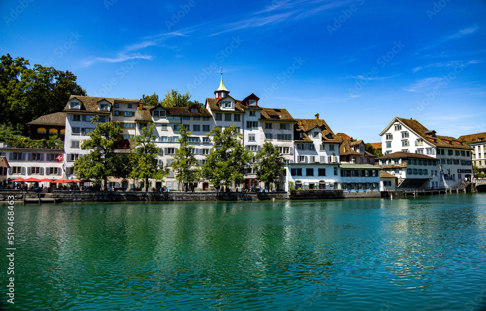 Beautiful city center of Zurich Switzerland with River Limmat - travel photography