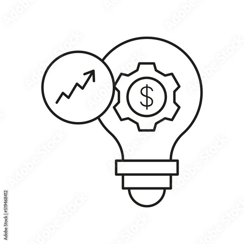 Bulb, money concept line icon. Simple element illustration. Bulb, money concept outline symbol design from business set. Can be used for web and mobile on white background