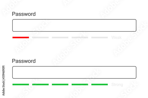 Weak and strong password pattern. Select the required security password. Vector illustration