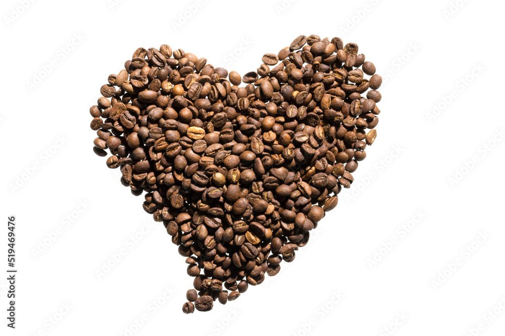 coffee beans forming a heart isolated. coffee beans forming a heart isolated.