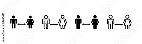 Social distancing vector. social distance sign and symbol. self quarantine sign