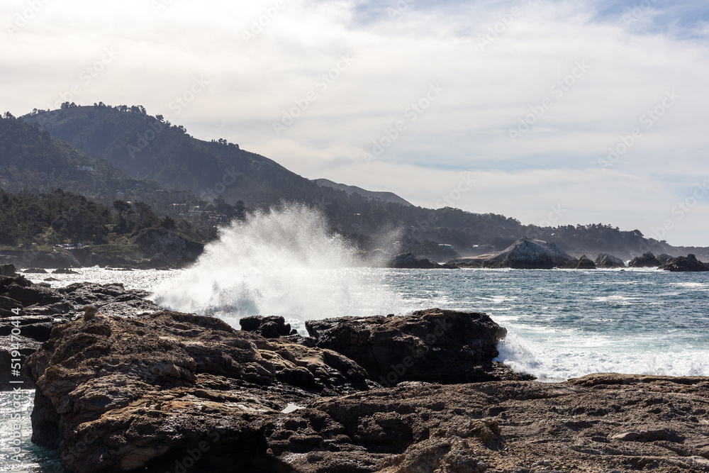 A view on Pacific ocean with rocks and waves A view on Pacific ocean with rocks and waves