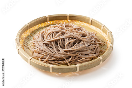 Fotografie Zaru soba (buckwheat noodles) placed on a white background