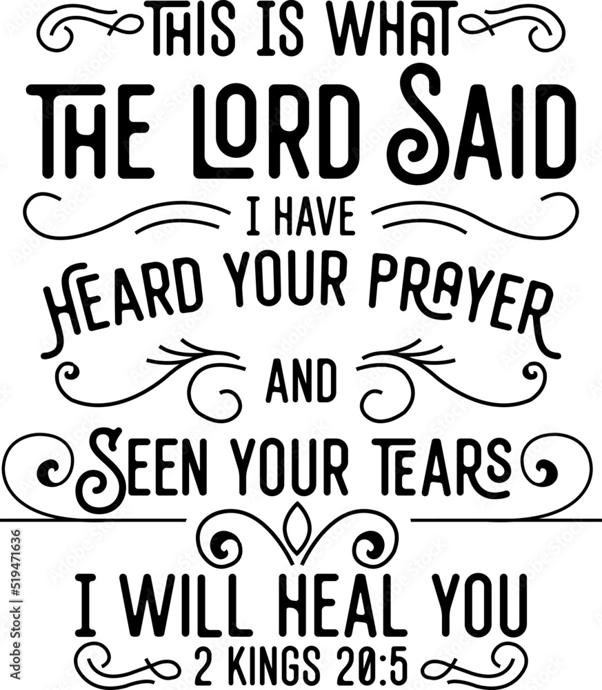 The Lord said I will heal you, bible verse lettering calligraphy, Christian scripture motivation poster and inspirational wall art. Hand drawn bible quote.