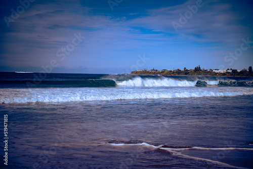 Beach waves crashing to shore