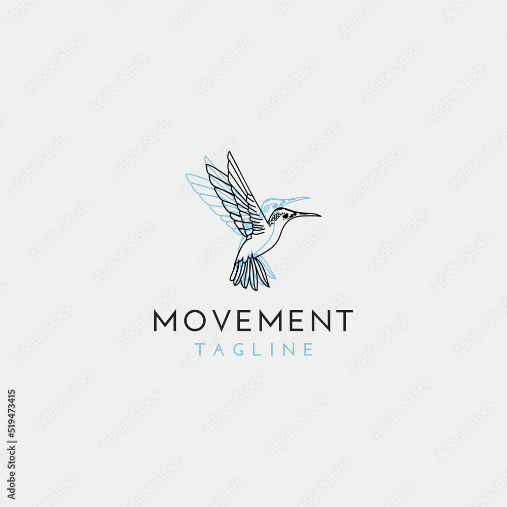 Obraz premium hummingbird colibri bird logo outline monoline vector icon illustration download Farm animal logo inspiration