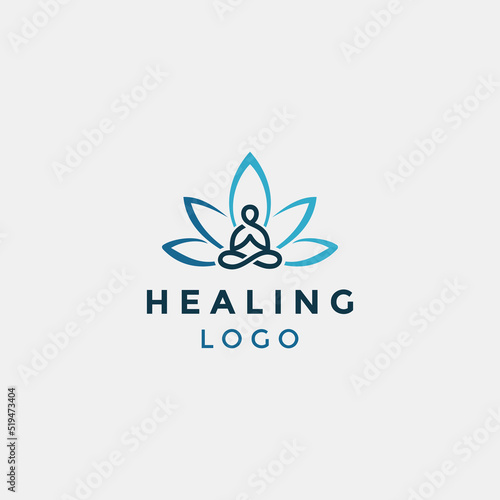 Healing Body Logo illustration of Lotus Flower Protection, perfect logo for Beauty, Spa, fashion, etc.