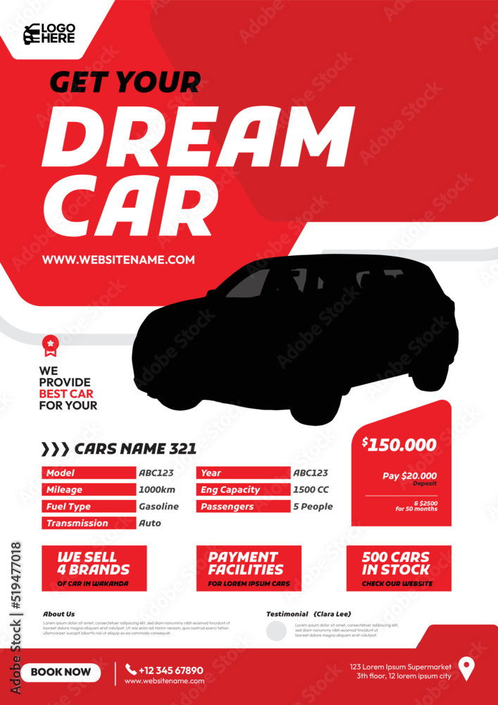 car dealership promotion flyer cool template design Stock Vector