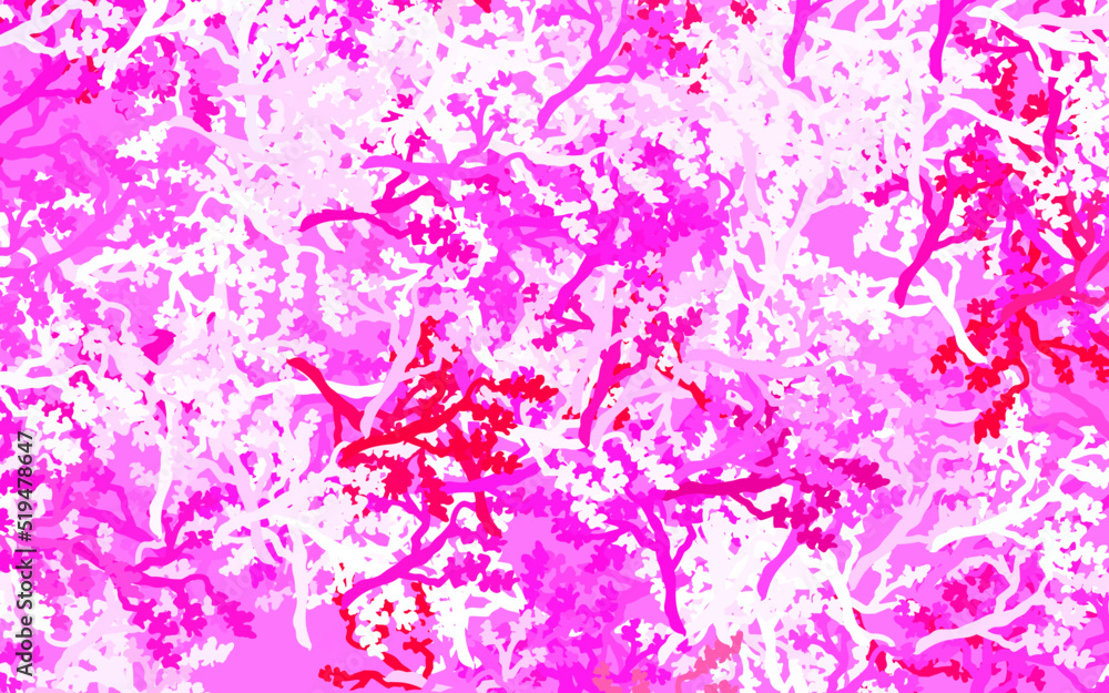 Light Pink vector natural background with leaves, branches. Light Pink vector natural background with leaves, branches.