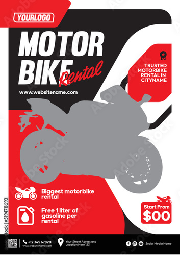 motorbike rental flyer modern template with editable files