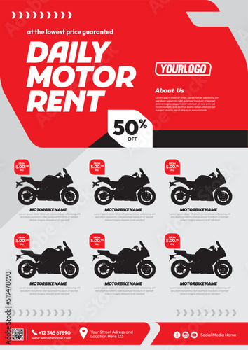 modern daily motorbike rental flyer template