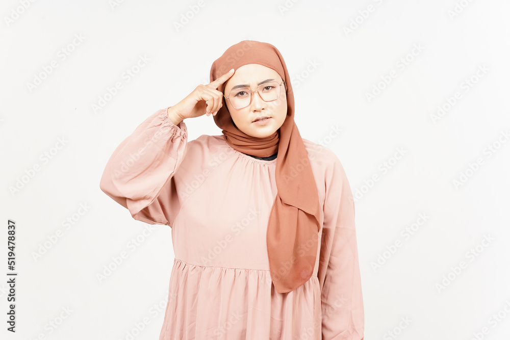 Forget something gesture of Beautiful Asian Woman Wearing Hijab Isolated On White Background Forget something gesture of Beautiful Asian Woman Wearing Hijab Isolated On White Background