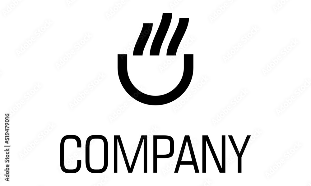 Black and White Color Simple Line Cup Coffee or Tea Logo Design Black and White Color Simple Line Cup Coffee or Tea Logo Design