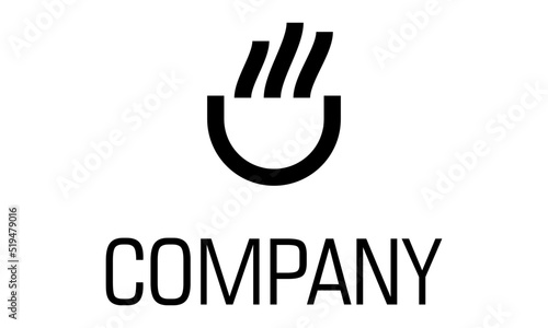 Black and White Color Simple Line Cup Coffee or Tea Logo Design