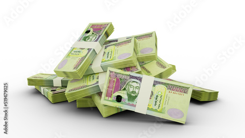 3D Stack of 20000 Mongolian togrog notes photo