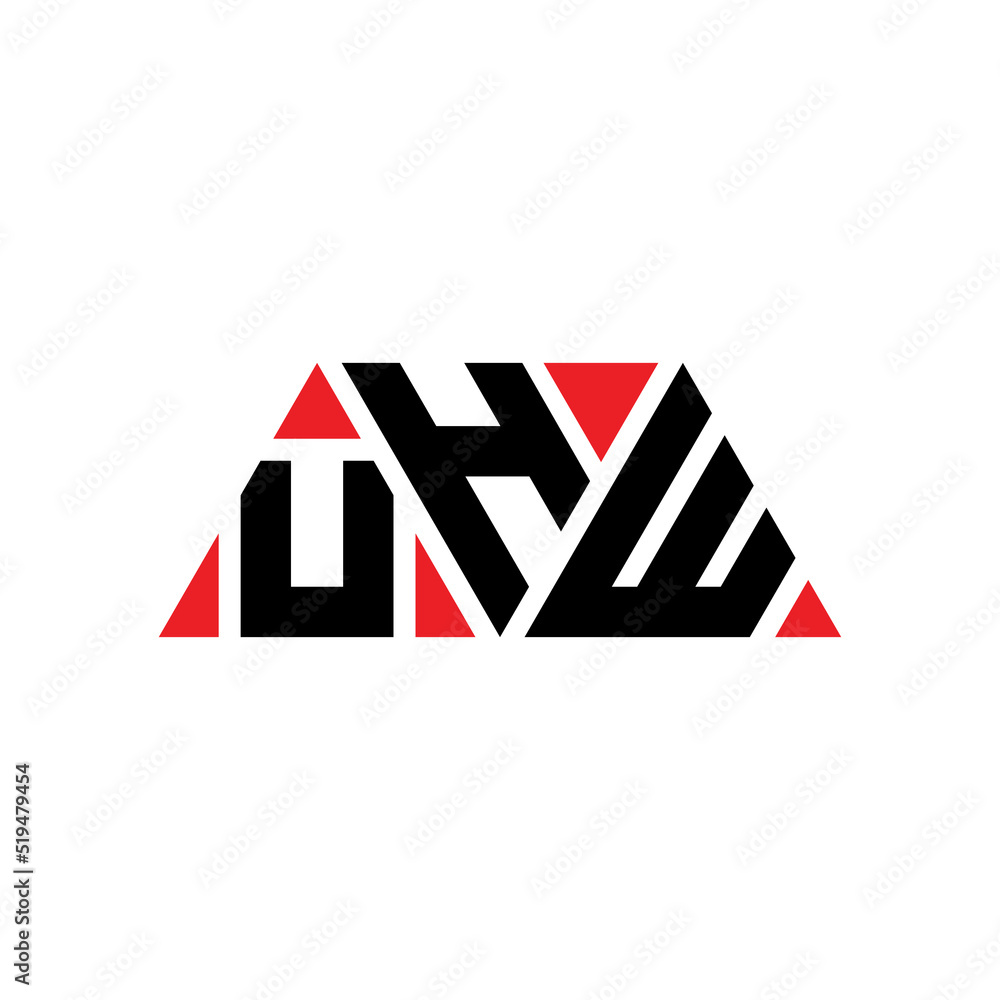 UHW triangle letter logo design with triangle shape. UHW triangle logo design monogram. UHW triangle vector logo template with red color. UHW triangular logo Simple, Elegant, and Luxurious Logo...