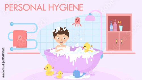 personal hygiene, health, clean, children in the bathtub