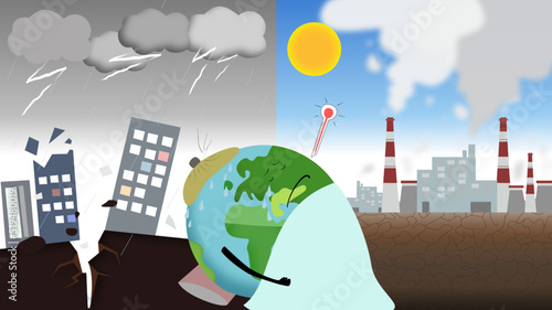 sick planet, disaster, pollution, planet in pain due to pollution