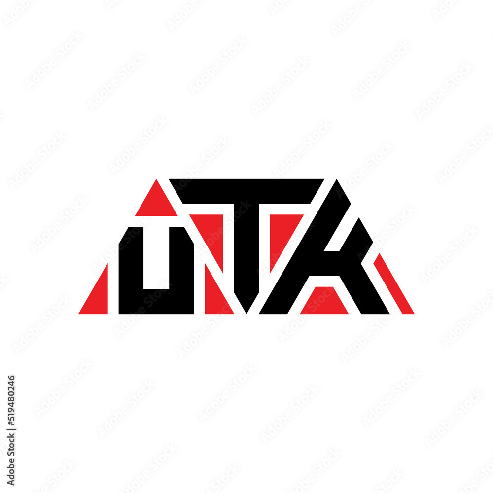 UTK triangle letter logo design with triangle shape. UTK triangle logo design monogram. UTK triangle vector logo template with red color. UTK triangular logo Simple, Elegant, and Luxurious Logo...