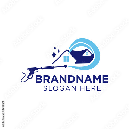 Professional pressure washing house logo design