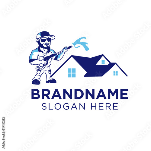 Professional pressure washing house logo design