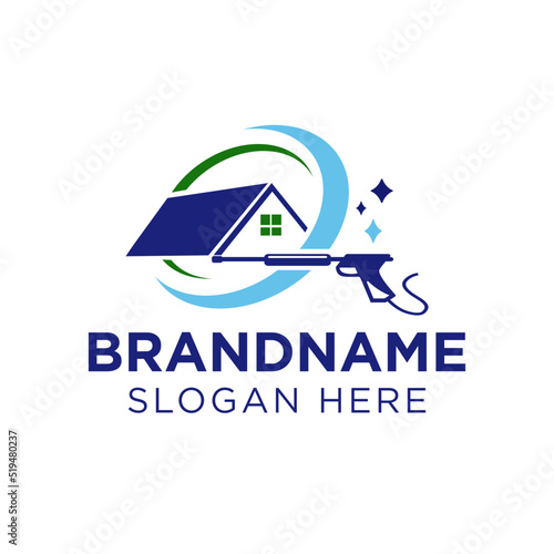 Professional pressure washing house logo design