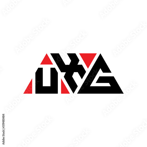 UXG triangle letter logo design with triangle shape. UXG triangle logo design monogram. UXG triangle vector logo template with red color. UXG triangular logo Simple  Elegant  and Luxurious Logo...