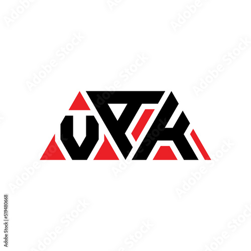 VAK triangle letter logo design with triangle shape. VAK triangle logo design monogram. VAK triangle vector logo template with red color. VAK triangular logo Simple, Elegant, and Luxurious Logo...