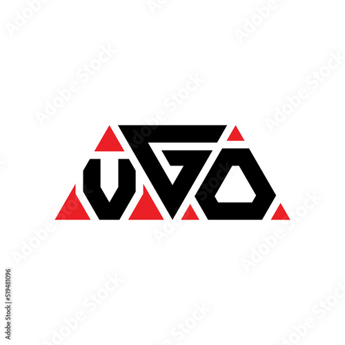 VGO triangle letter logo design with triangle shape. VGO triangle logo design monogram. VGO triangle vector logo template with red color. VGO triangular logo Simple, Elegant, and Luxurious Logo... photo