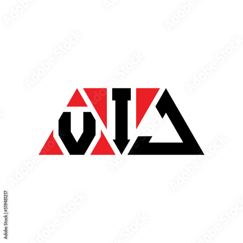 VIJ triangle letter logo design with triangle shape. VIJ triangle logo design monogram. VIJ triangle vector logo template with red color. VIJ triangular logo Simple, Elegant, and Luxurious Logo...