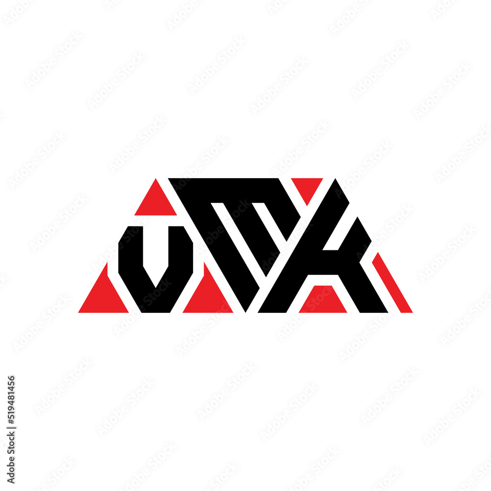 VMK triangle letter logo design with triangle shape. VMK triangle logo design monogram. VMK triangle vector logo template with red color. VMK triangular logo Simple, Elegant, and Luxurious Logo...