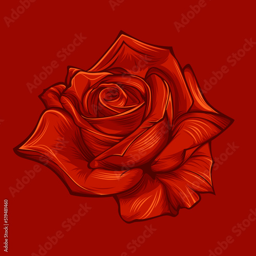 Red rose flower illustration vector design, flaming and very cool